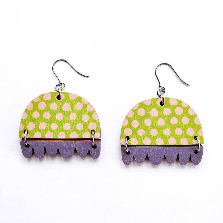 Orecchini Kissankello Lime/Lilla per la vendita all'ingrosso da parte di Törmi Design
