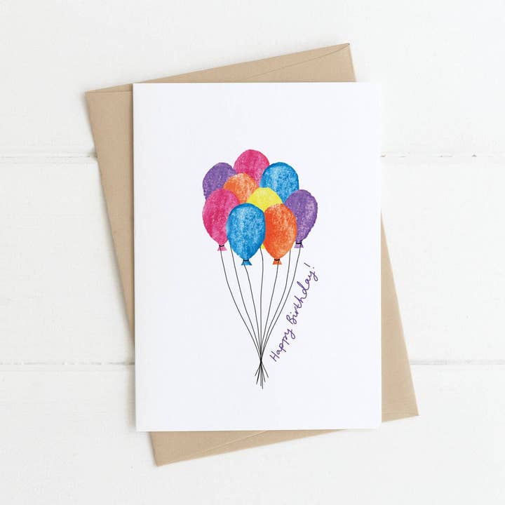 Birthday Balloons | Greeting Card | Eco Friendly for wholesale by Made by a Potato