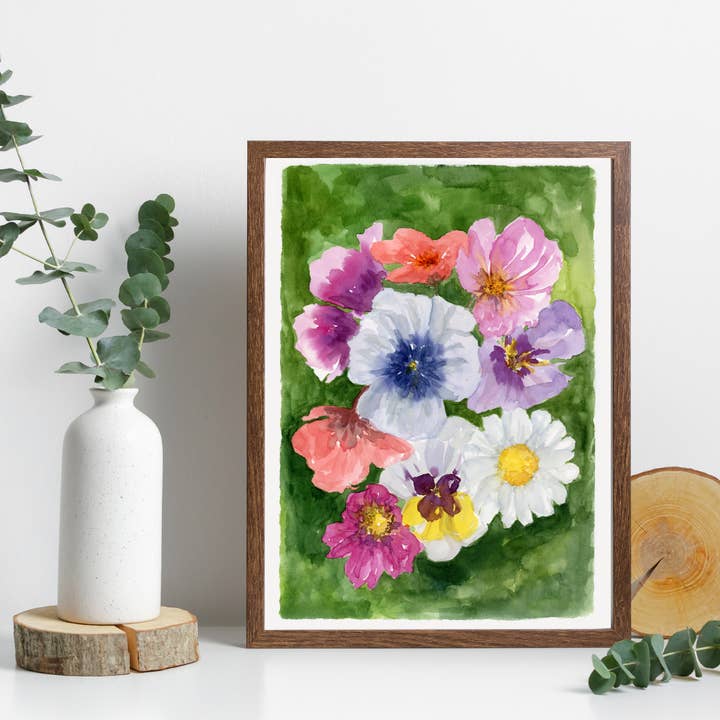 Imprimé « Green Bouquet » pour la vente par Shelly Cluff Art