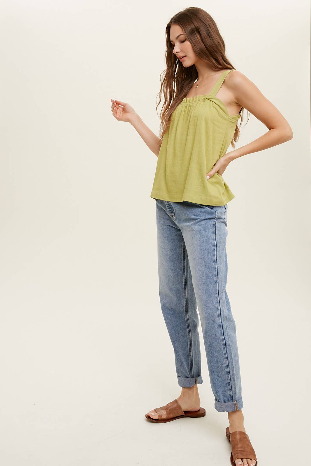 Wishlist Apparel - Wholesale Camisole - Women's - SQUARE NECK CAMI WITH RUFFLE DETAIL / WL22-714314