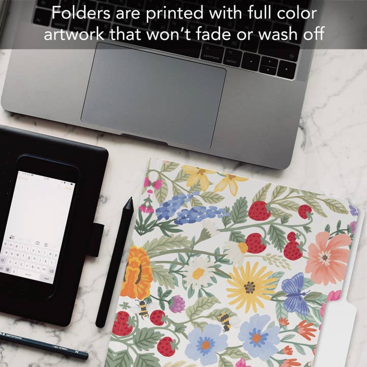 Conimar Promotions - Wholesale Folders - "Meadow Floral White" Single Decorative File Folders
