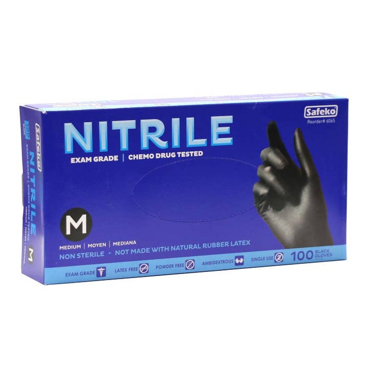 Guantes de nitrilo negros Safeko medianos para venta al por mayor de Cobeauty Supply