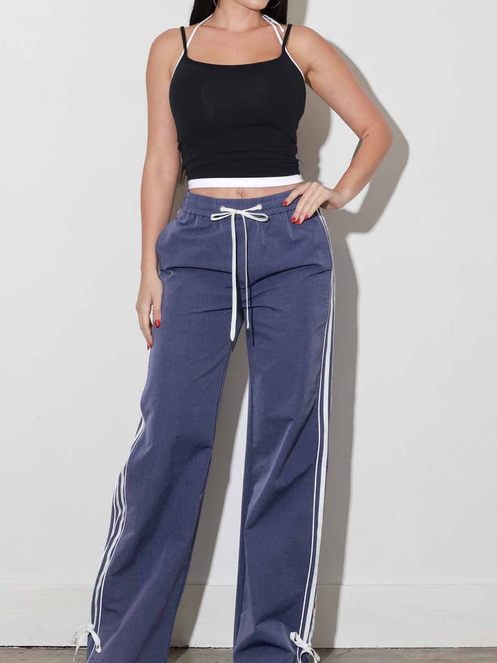 Wide Leg Track Pants With Ribbon for wholesale by Vibrant M.i.U