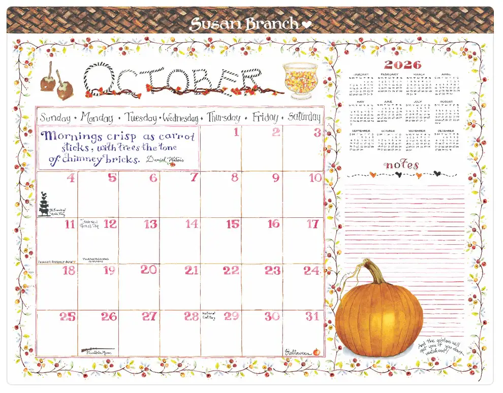 Susan Branch Studios - Wholesale Calendar - 2026 Desk Blotter by Susan Branch2