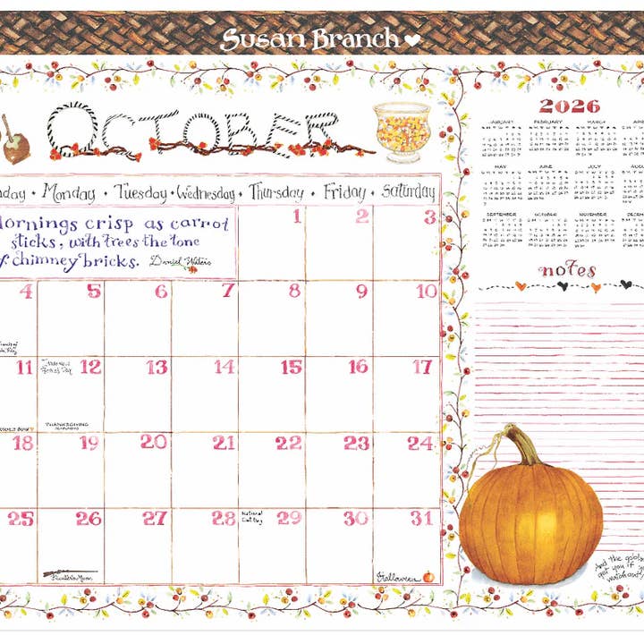Susan Branch Studios - Wholesale Calendar - 2026 Desk Blotter by Susan Branch2