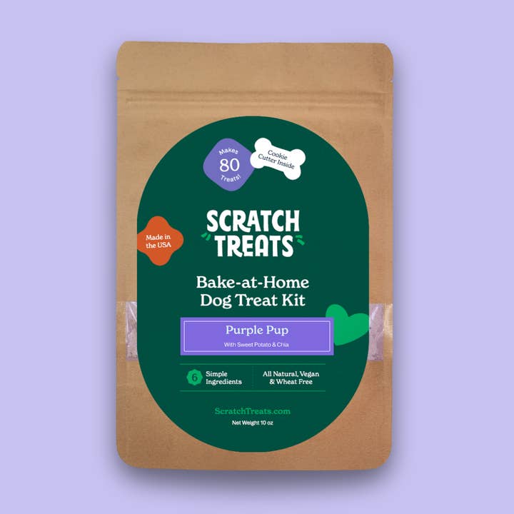 Scratch Treats - Wholesale Pet Treats - Dog - Bake-At-Home Dog Treat Kit - Purple Pup - Makes 80 Treats