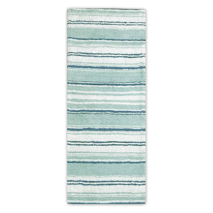Chemin de bain Maui en coton 2'x5' Turquoise/Blanc pour la vente par chardin home