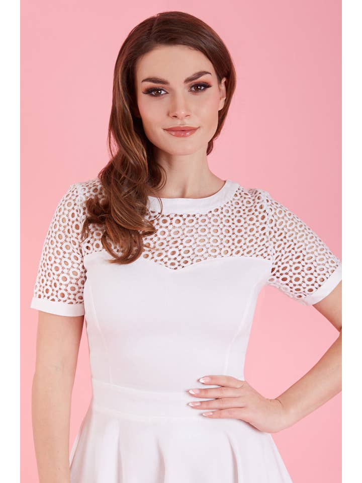Dolly & Dotty - Wholesale Dress - Women's - Tess Lace Sleeved Dress in White