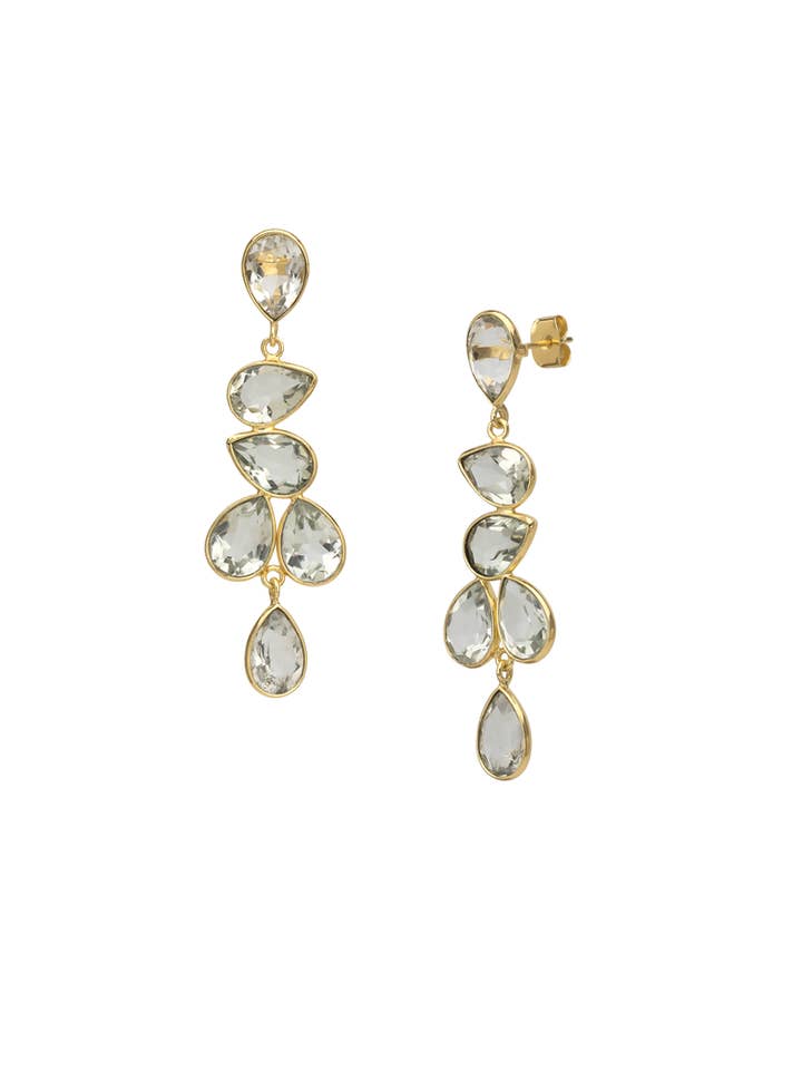 Green Amethyst multi drop earrings for wholesale by AJS Design Studio
