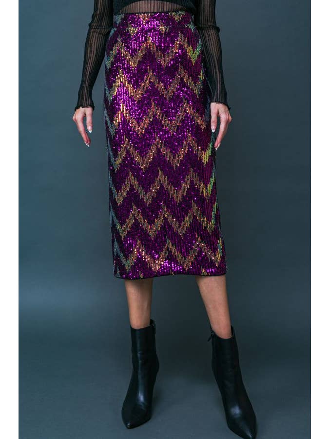 FUCHSIA GOLD A sequin midi pencil skirt - IK7537 for wholesale on Faire3