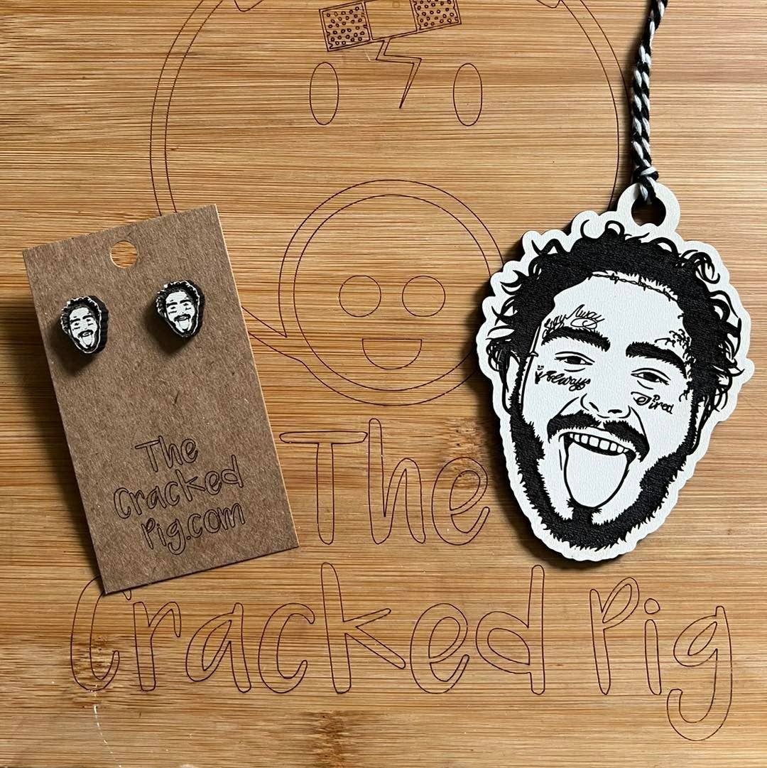 The Cracked Pig - Wholesale Stud/Post Earrings - Post Malone Ornament OR Stud Earrings0