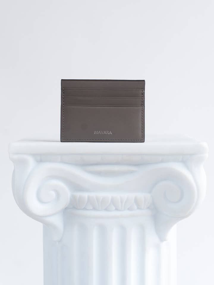 Grey Leather Cardholder for Men for wholesale by MAVARA