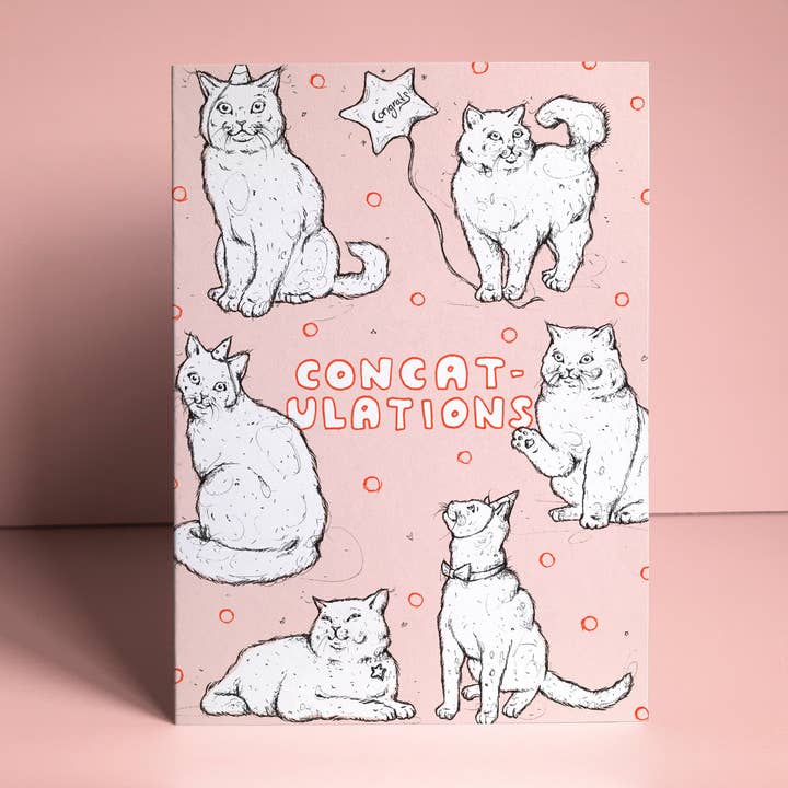 Cat Congratulations Card Pun, New Job for wholesale by Fasanian Artistry