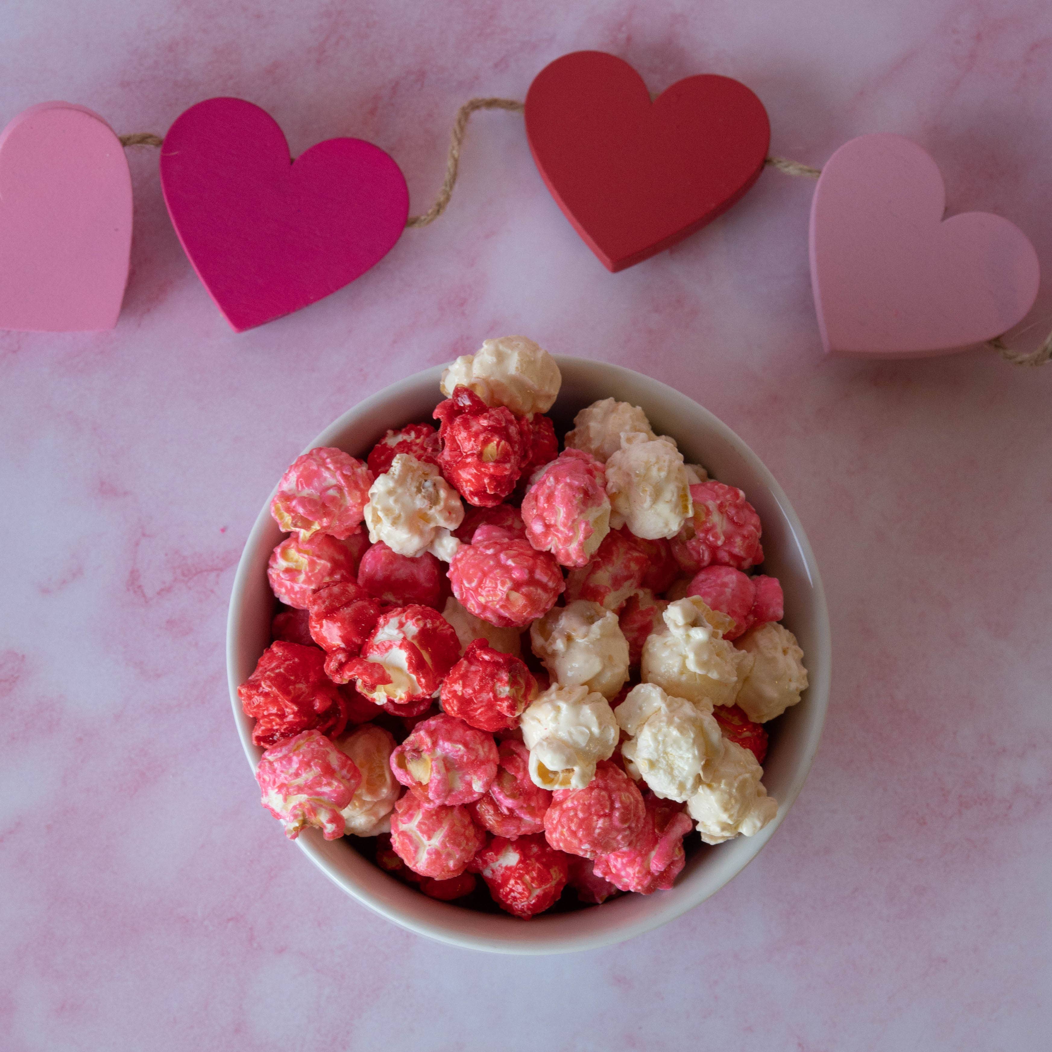 Deanan Gourmet Popcorn - Wholesale Popcorn - Hearts Vanilla Popcorn  - 100 Count - 3 Cup Clear Bags5