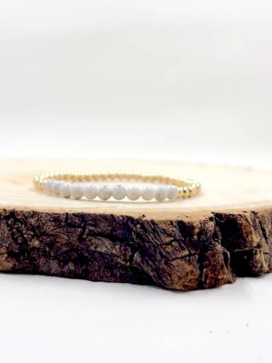 Howlite Gemstone & 14k Gold Filled Beaded Bracelet for wholesale by Peace Within Co.