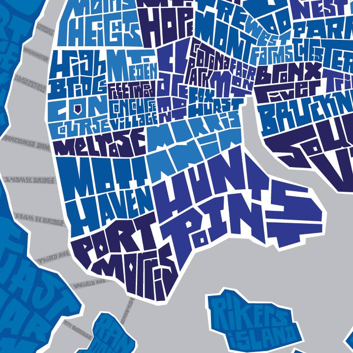 LOST DOG art & frame - Wholesale Art Print - Bronx Neighborhood Type Map4