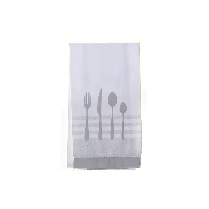Utensil Front Stitched Tea Towel Lght Grey for wholesale by IH Casa Decor