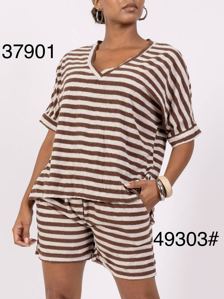 V-NECK TUNIC IN 100% COTTON TERRY 37901 for wholesale by LINEN & COTTON HOUSE