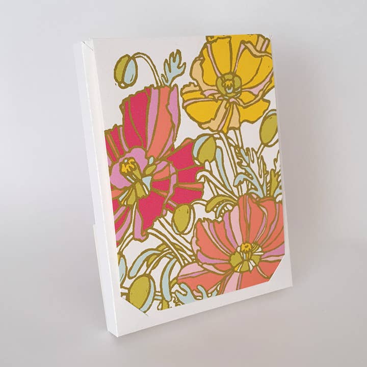 Little Green - Wholesale Stationery/Notecard Set - Icelandic Poppy Botanical Blank Notecard Set of 80