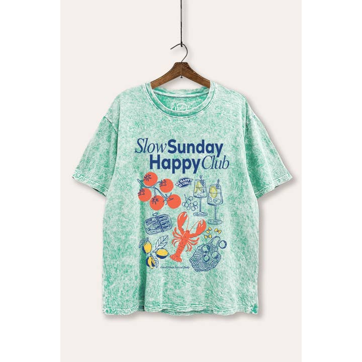 MAGLIETTA AMPIA LAVATA MINERALE CON GRAFICA DI ARAGOSTA SLOW SUNDAY per la vendita all'ingrosso da parte di STARCHIS