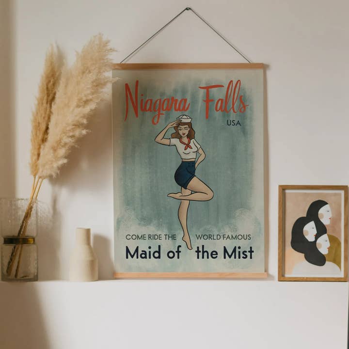 Molly Illustration - Wholesale Art Print - Niagara Falls Maid of the Mist Pin Up Art Print 9x12 inches