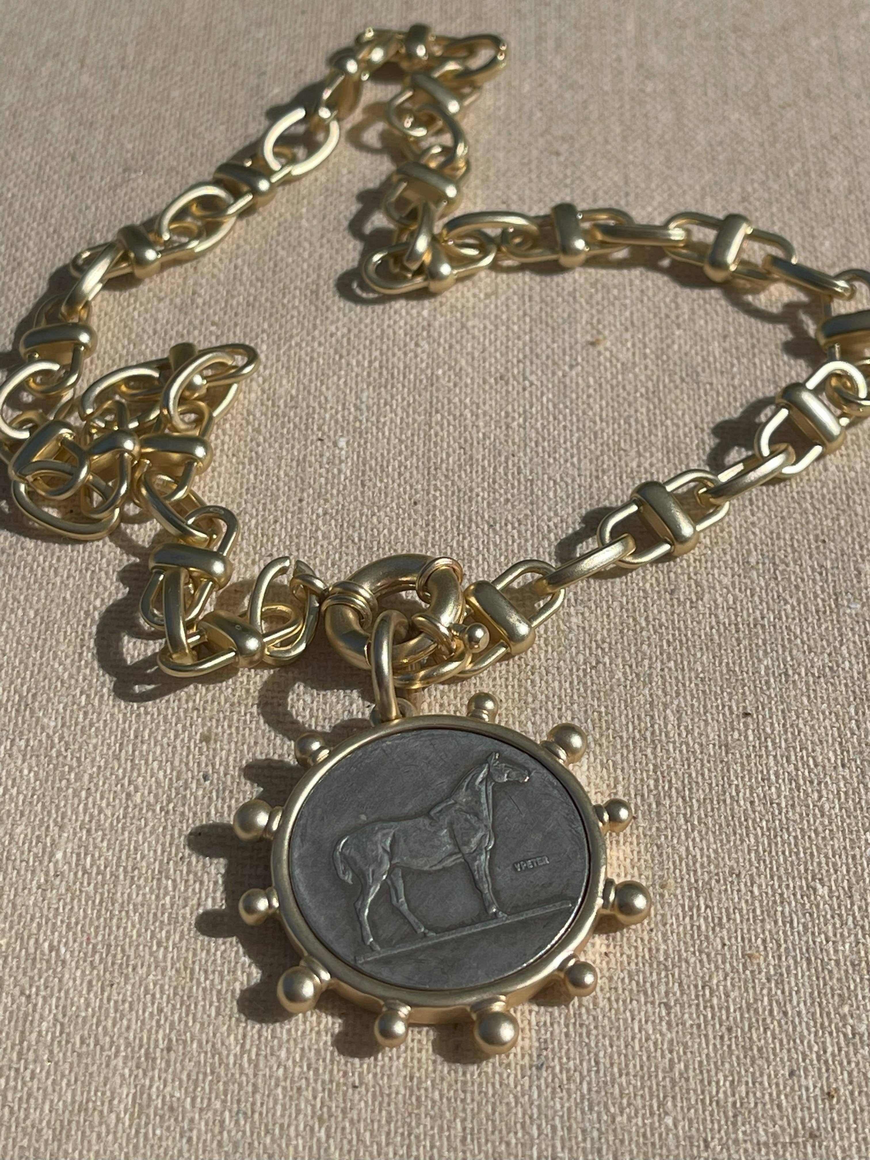 Loulu Designs - Wholesale Pendant/Charm Necklace - McKinney Horse Medallion Necklace