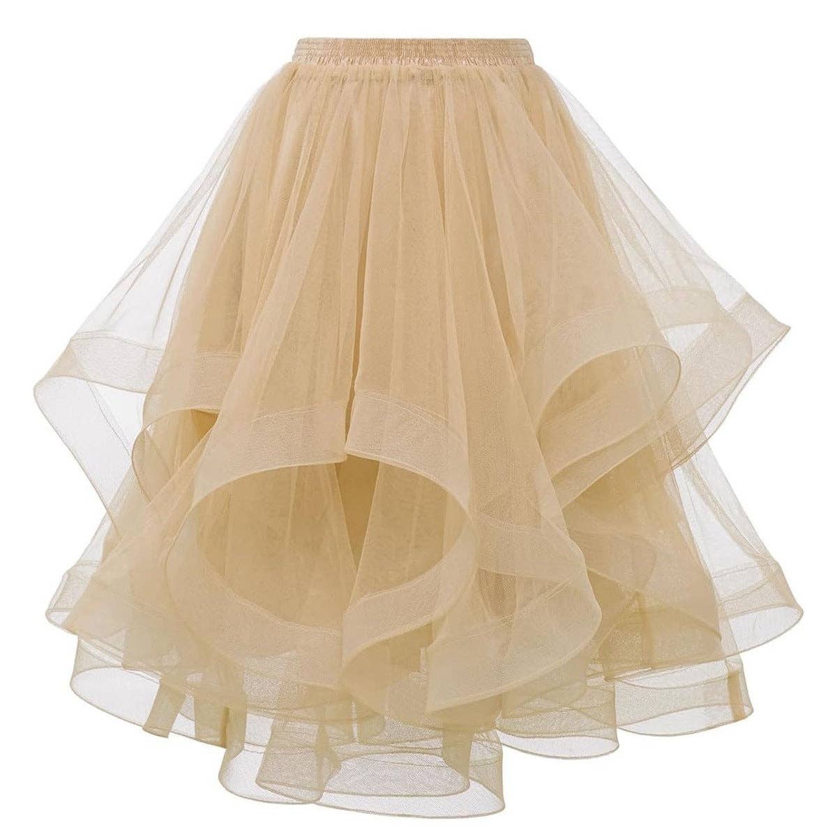 SALINA TRADING INC - Wholesale Skirt - Women's - Women Fashion Elegant Solid Color Mesh Pleated Skirt8