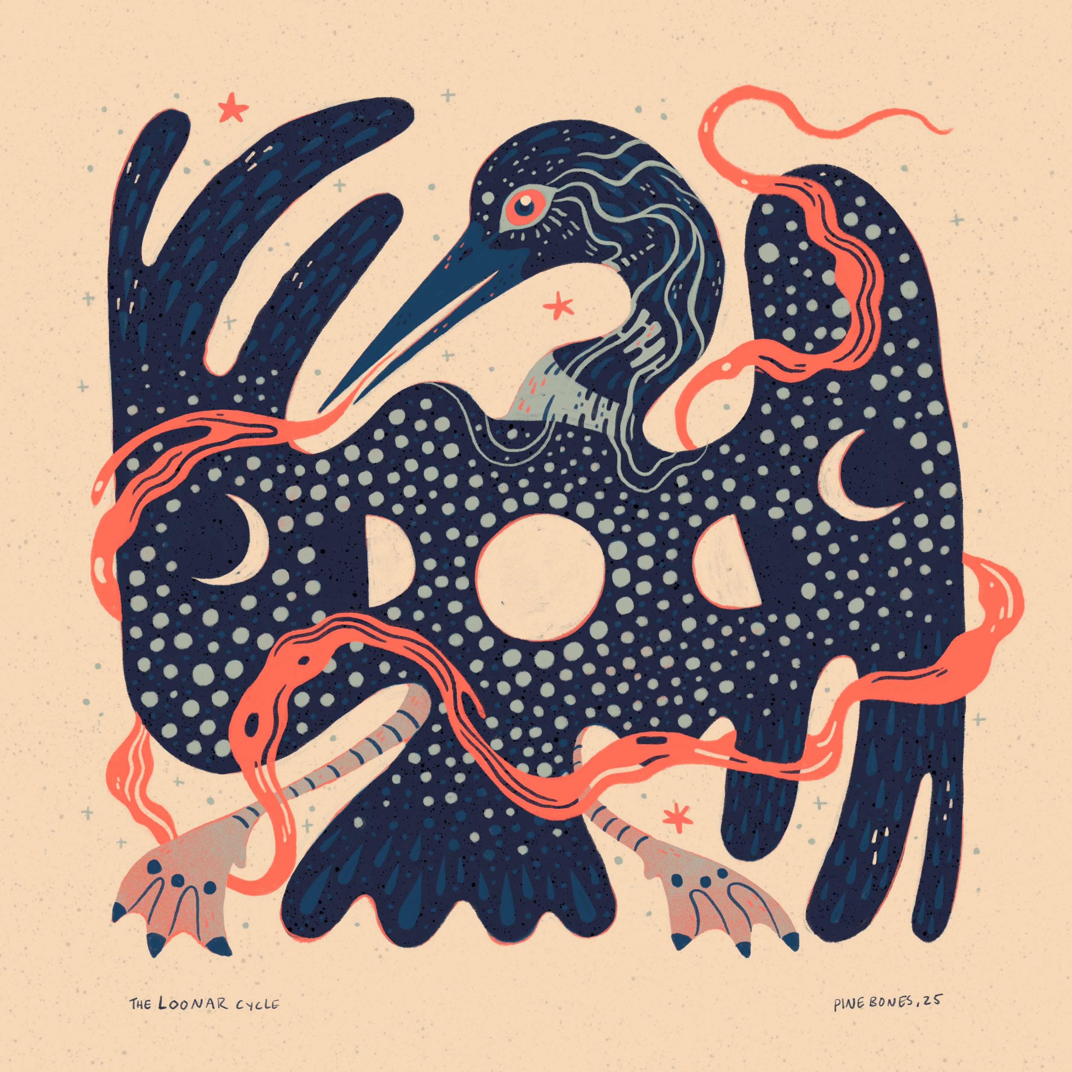 Pine Bones - Wholesale Art Print - The Looner Cycle - 8x8 Nature Wilderness Art Print2