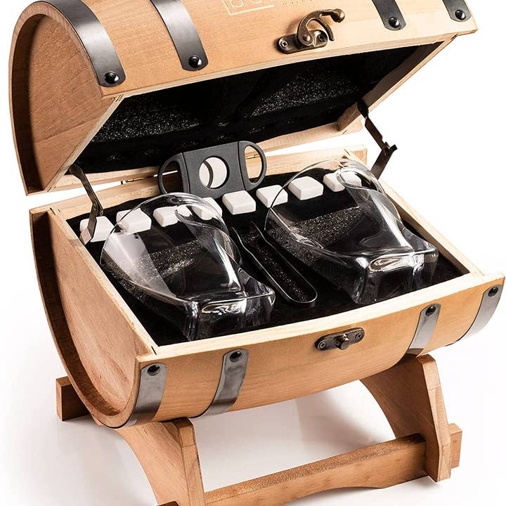 Bezrat - Vente Verres à cocktail/alcool - Verres à whisky et accessoires dans une boîte cadeau Whiskey Barrel