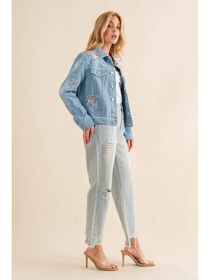 Blue B - Wholesale Denim Jacket - Women's - 17619J - Twill Denim Embroidered Western Button Up Jacket5