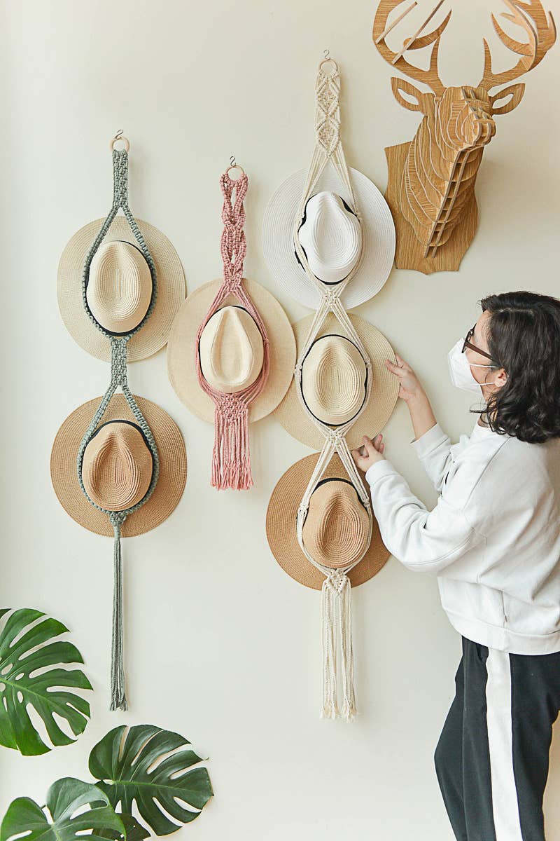 BeanDaikon - Wholesale Hat Rack - Boho Macrame Hat Hanger, Hat Organizer H019
