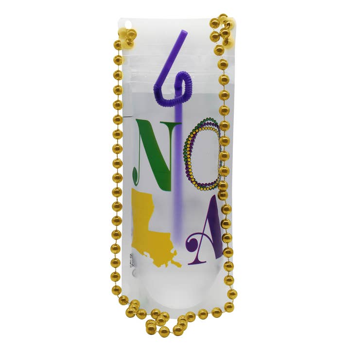 NeckSip - Wholesale Party Favor - NOLA Mardi Gras - Wearable Drink Pouches (16oz | 2-pk)