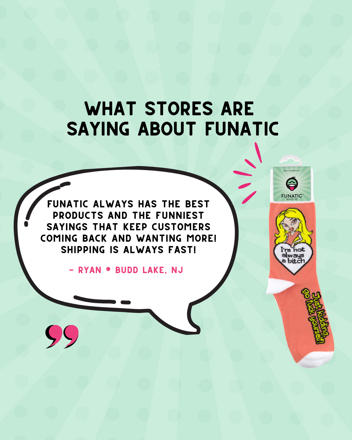 Funatic - About Face Designs - Nice Enough Merch Co - Vendita all'ingrosso Calzini - Unisex - Calzini "Non Sono Sempre Una Stronza" | Funatic3