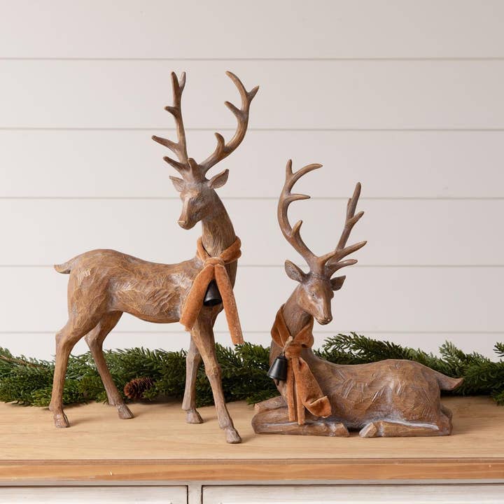 Brown Deer With Scarves And Bells (Set Of 02) for wholesale by Audrey's Home & Gift