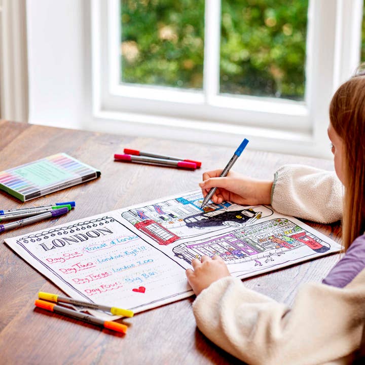 eatsleepdoodle - UK - Wholesale Coloring Mat - Kids & Baby - London Placemat to Go - Colouring Craft Kit