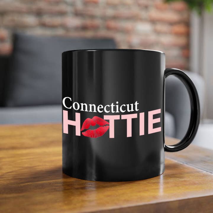 Connecticut Hottie With Red Lips 61#- Hottie Collection-Mug / Coffee Cup for wholesale by Mugs R Us