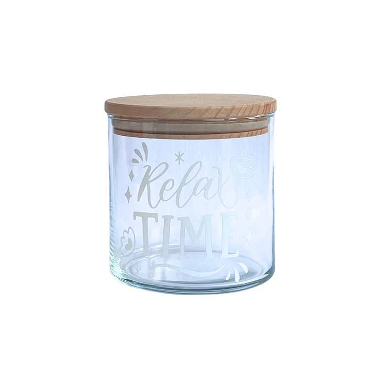 Tarro de cristal Relax Time con tapa de madera para venta al por mayor de Wunderle GmbH