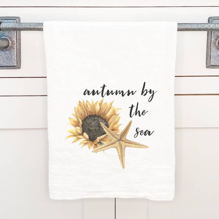 Autumn By The Sea - Cotton Tea Towel for wholesale by Cottage Shore