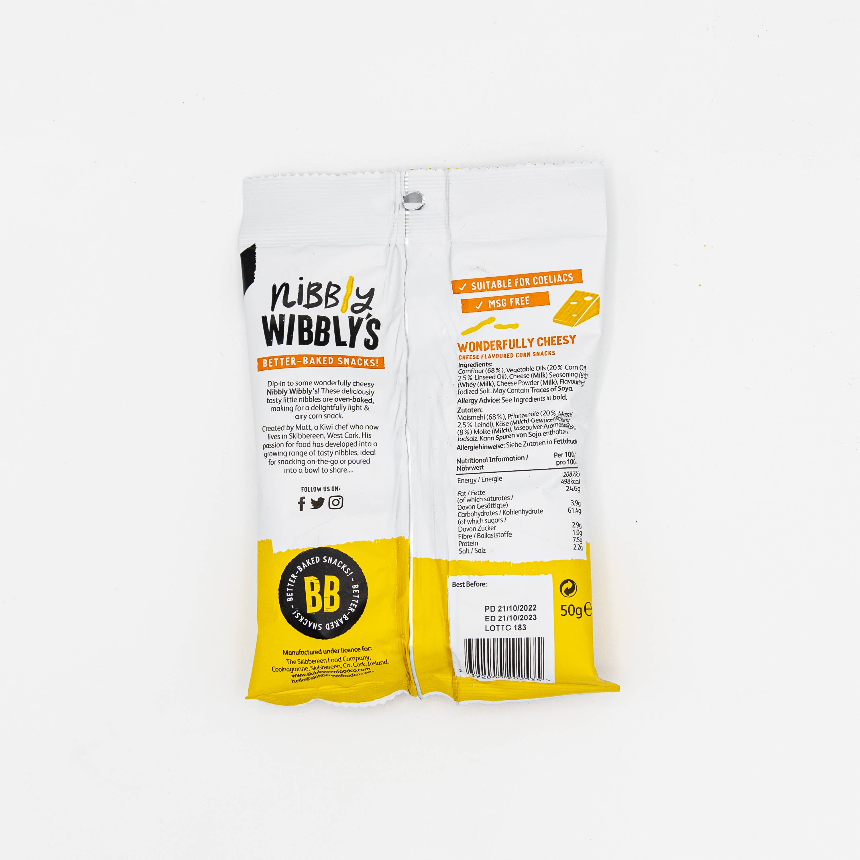 The Skibbereen Food Company - Wholesale Puffed Snack - Nibbly Wibbly’s – Wonderfully Cheesy - (20 by 50g)4