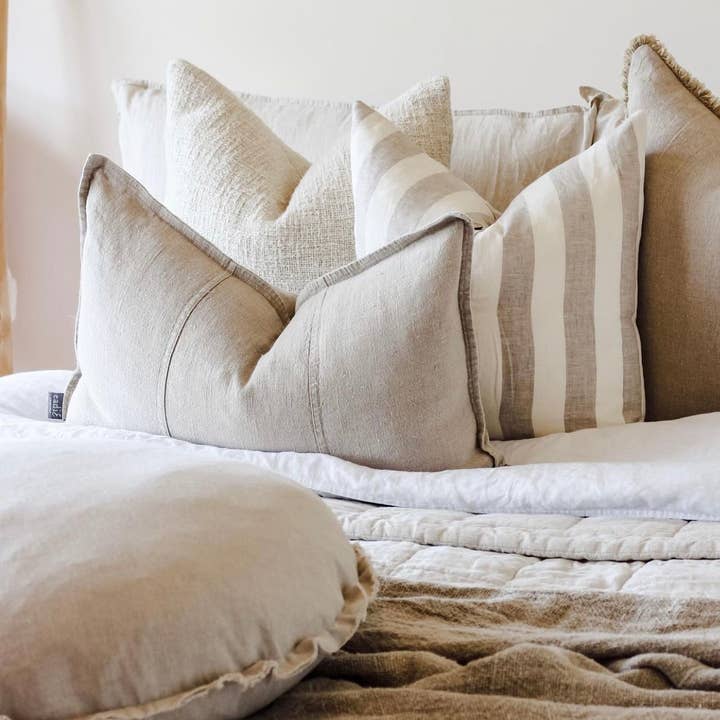 Linen Cushion - Wide Natural Stripe and other Purchase Wholesale sophie home. Free Returns & Net 60 Terms on Faire trending on Faire.