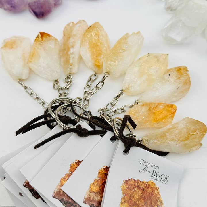 Rock Paradise - Wholesale Keychain - Women's - Crystal Point Keychains - 10 Pack - YOU CHOOSE STONE