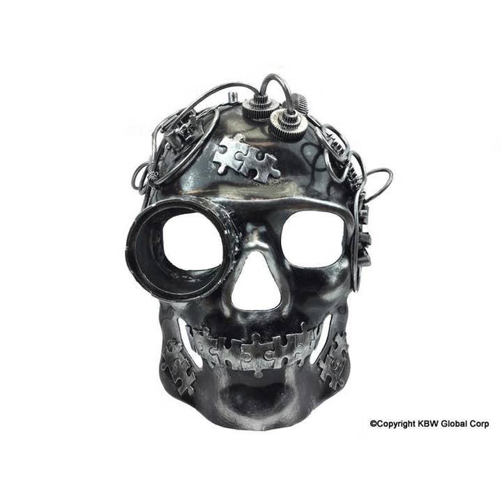 KBW Global Corp. - Wholesale Costume - Unisex - Silver Steampunk Skull Mask