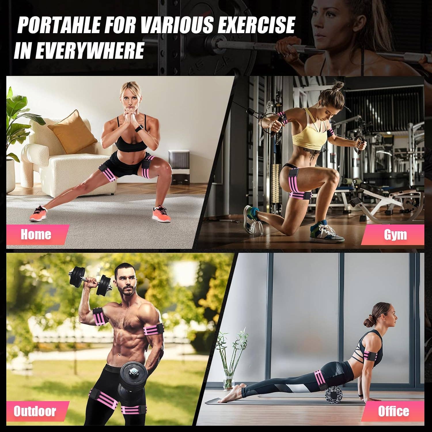 VIGOR – Equipamento de fitness por atacado – Bandas de Treino de Oclusão de Restrição de Fluxo Sanguíneo para Exercícios de Construção de Glúteos com Tecido Elástico (MOQ 10 Conjuntos)2