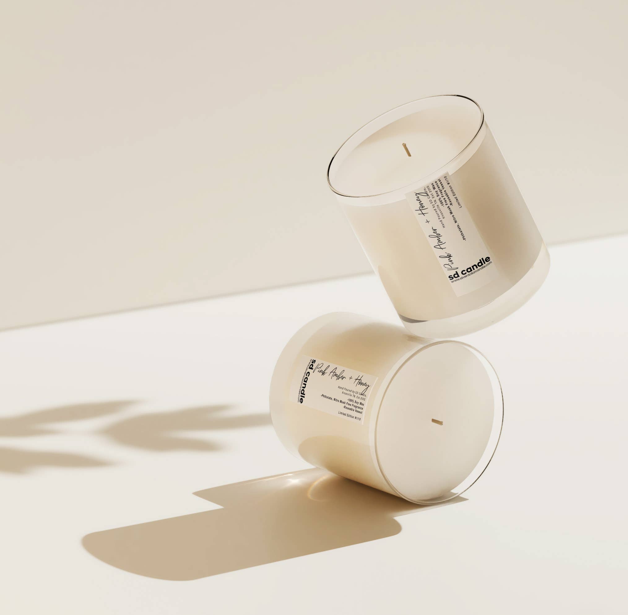 Silver Dollar Candle Co. - Wholesale Jar/Filled Candle - Pink Amber + Honey | Blank Label Candles, No Label Candle1