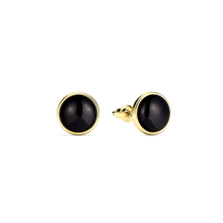 Runde Petite Cabochon Sort Onyx Stud øreringe G|2-1454-GBON for engroshandel hos My Jewellery Story
