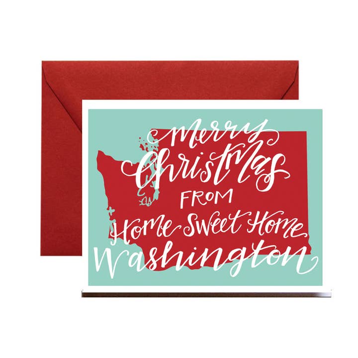 Vrolijk kerstfeest vanuit huis Sweet Home Washington, kerstkaart voor wholesale door Stately Made