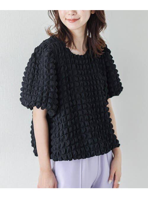 Miss Sparkling – Großhandel Bluse – Damen – Top mit Blasenstruktur und Rundhalsausschnitt1