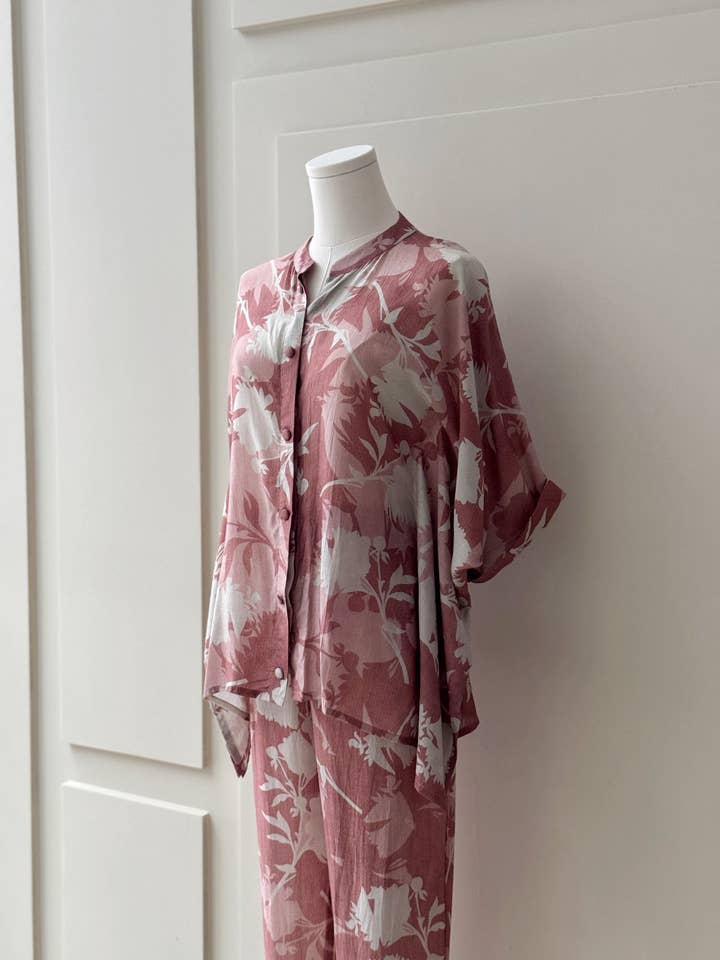 Floral Co-Ord Set in Dusty Rose for wholesale by Nandi Design Collective