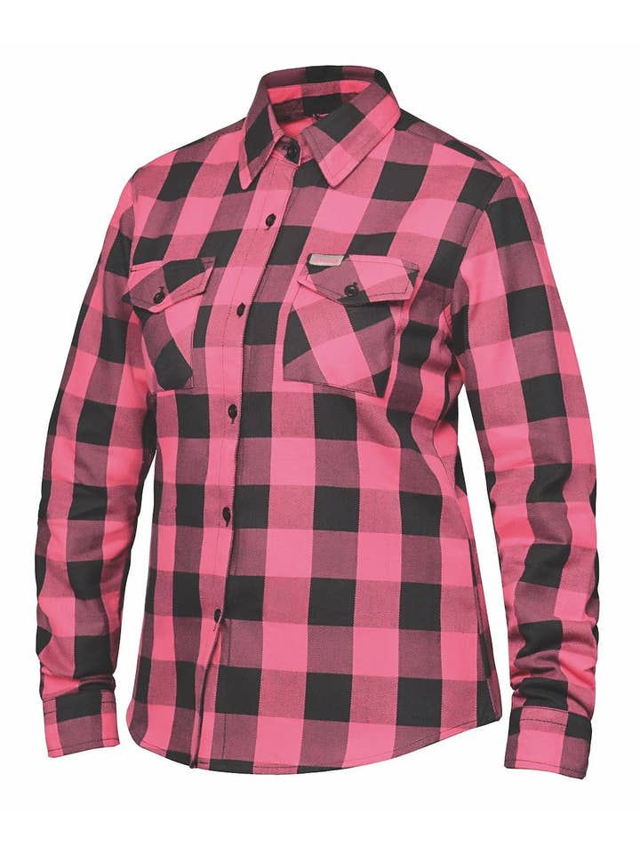 TW255.22 - Ladies Black and Pink Flannel Shirt for wholesale on Faire