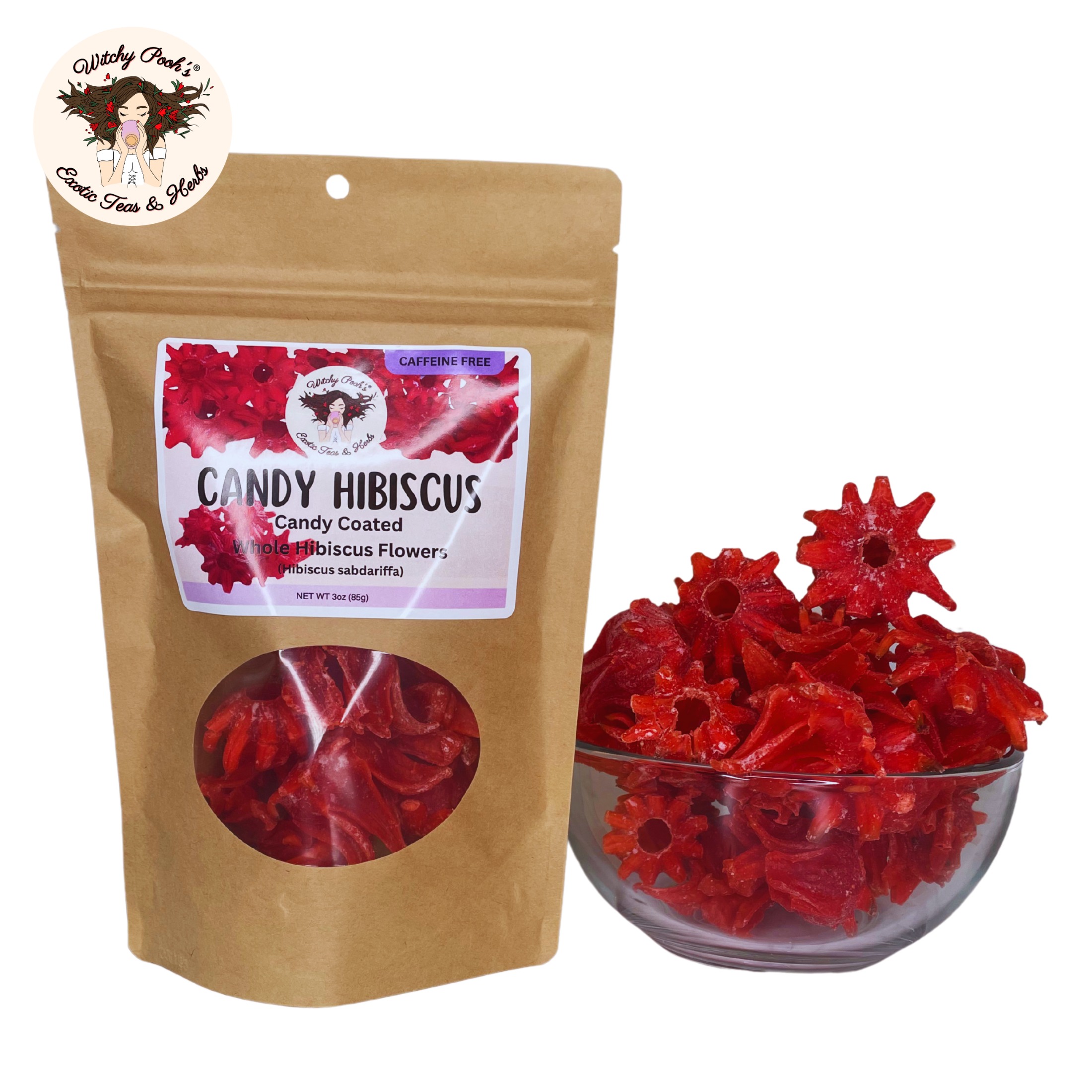 Witchy Pooh's Exotic Teas & Herbs – wholesale Fruit snacks – Witchy Pooh's Candy Hibiscus - Candy Coated Whole Hibiscus16